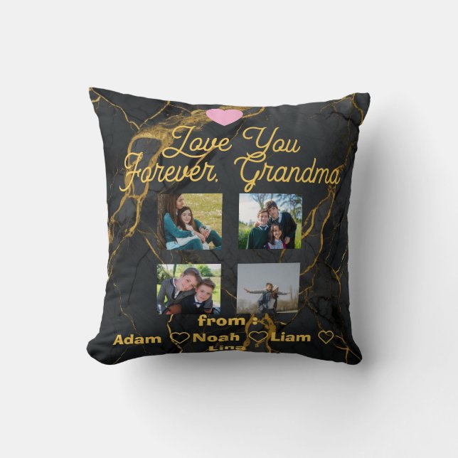 Personalized Grandma with Kids Throw Pillow 2026 Kudde (Framsida)