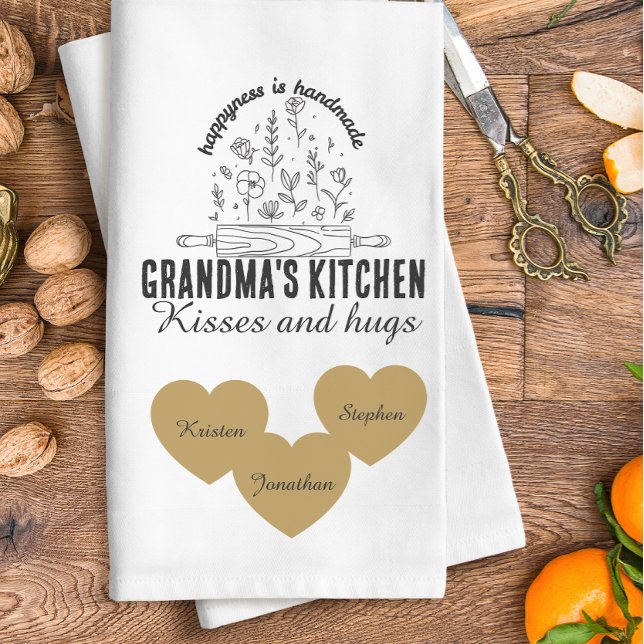 Personalized grandma's kitchen with kids name  kökshandduk (Skapare uppladdad)