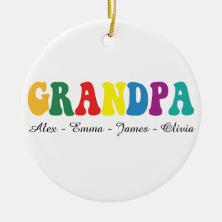 Personalized Grandpa Gift with Grandkids’ Names Julgransprydnad Keramik
