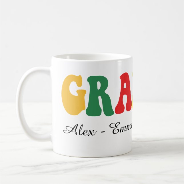 Personalized Grandpa Gift with Grandkids’ Names Kaffemugg (Vänster)