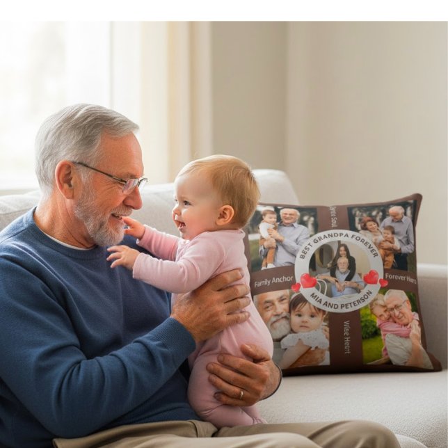 Personalized Grandpa & Granddaughter Photo Kudde (Skapare uppladdad)