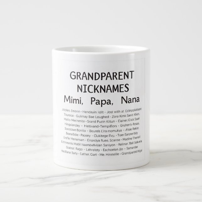 Personalized Grandparent Nicknames Print | Mimi, P Jumbo Mugg (Framsidan)