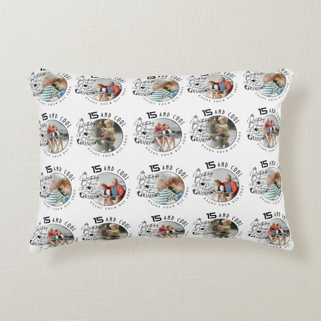 Personalized Grandson Birthday Photo Gifts Prydnadskudde (Framsidan)