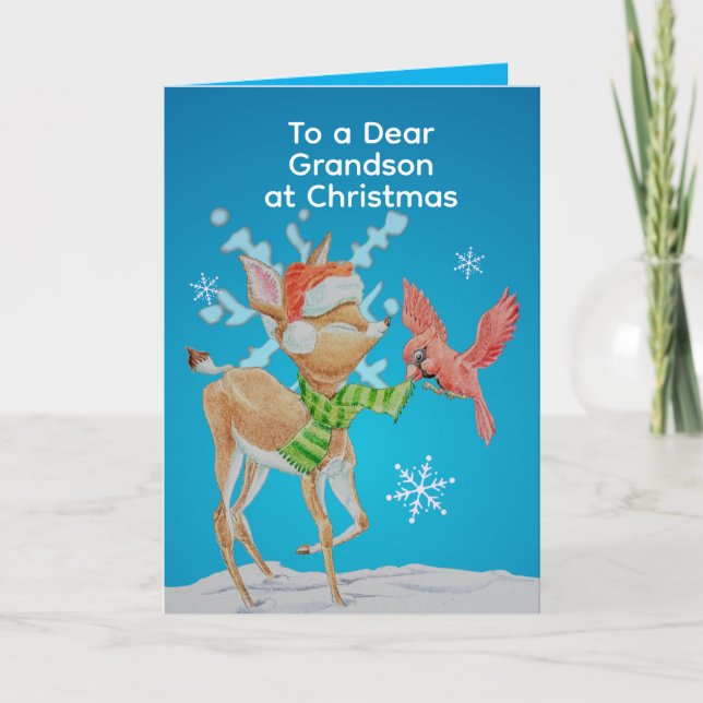 Personalized Grandsons Christmas Card  Kort (Framsida)