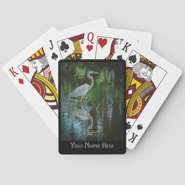 Personalized Great Blue Heron Playing Cards Casinokort (Baksidan)