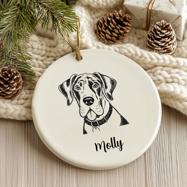 Personalized Great Dane Dog Christmas Julgransprydnad Keramik (Skapare uppladdad)