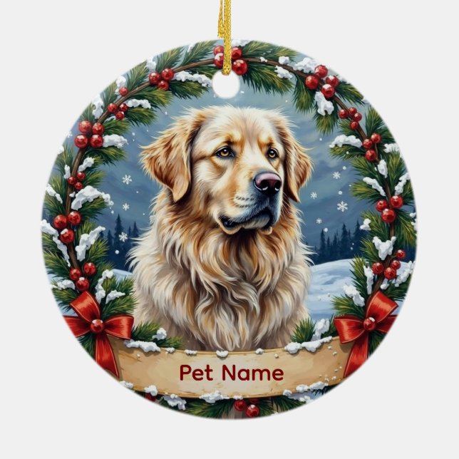 Personalized Great Pyrenees Christmas Julgransprydnad Keramik (Baksidan)