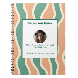 Personalized Green and Orange Wave Patterned  Anteckningsbok
