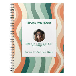 Personalized Green and Orange Wave Patterned  Anteckningsbok