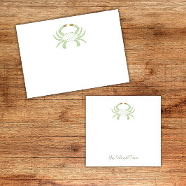 Personalized Green Chic Crab, Beach Sticky Notes Post-it Block