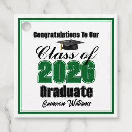 Personalized Green Class of 2026 Graduation Party Gåvor Etiketter