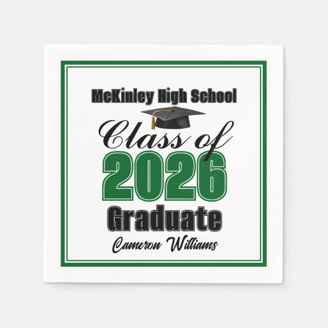 Personalized Green Class of 2026 Graduation Party Pappersservett (Framsidan)