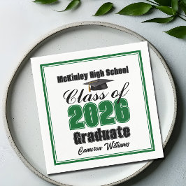 Personalized Green Class of 2026 Graduation Party Pappersservett