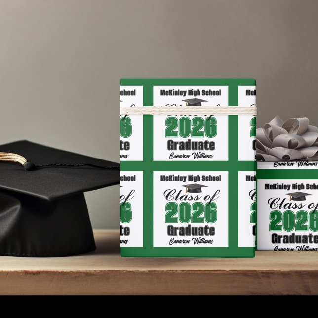 Personalized Green Class of 2026 Graduation Presentpapper (Skapare uppladdad)