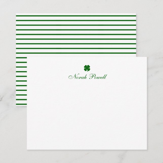 Personalized Green Clover Note Card Anteckningskort (Fram/baksida)