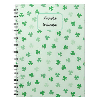 Personalized Green Clover Notebook | Minimal Lucky Anteckningsbok