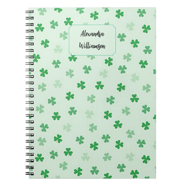 Personalized Green Clover Notebook | Minimal Lucky Anteckningsbok (Framsidan)