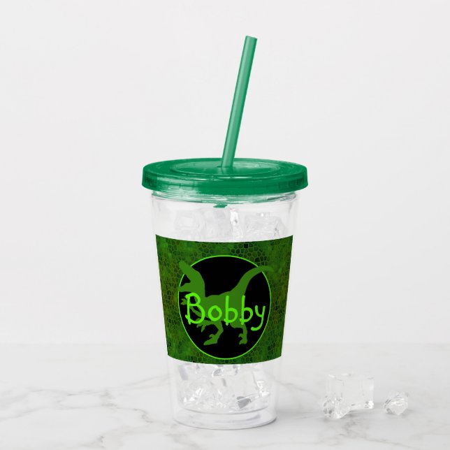 Personalized Green Dinosaur Hide Take Away Mugg (Baksida Ice)