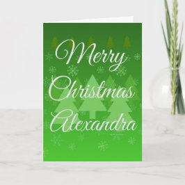 Personalized Green Folded Christmas Card Helgkort
