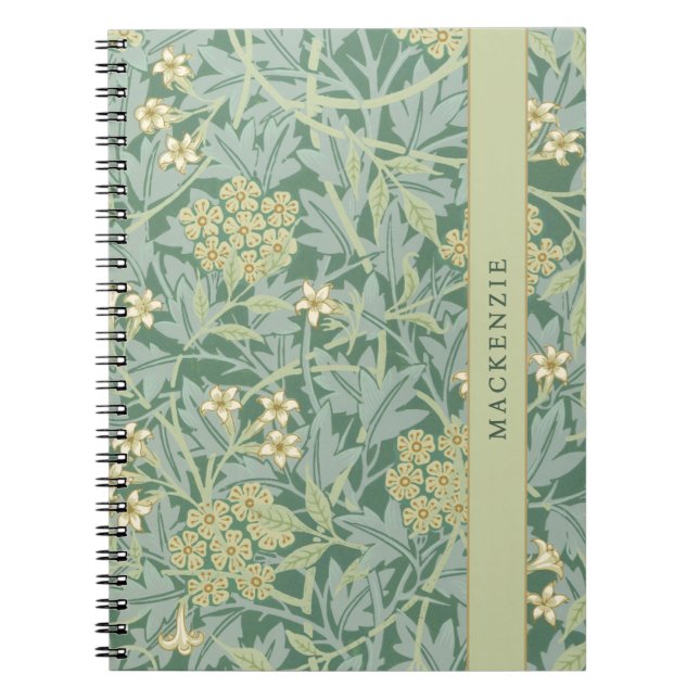 Personalized Green Jasmine Floral Pattern Anteckningsbok (Framsidan)