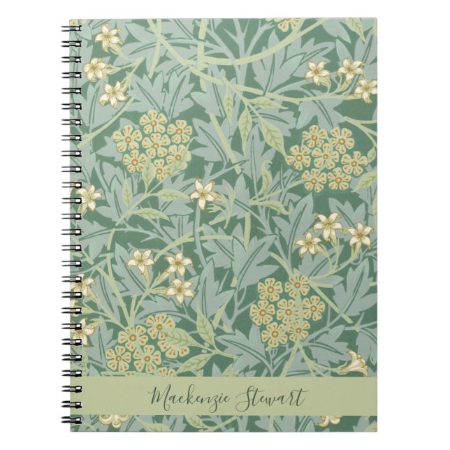 Personalized Green Jasmine Floral Pattern Anteckningsbok (Framsidan)