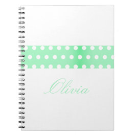 Personalized Green Poka Dots Anteckningsbok