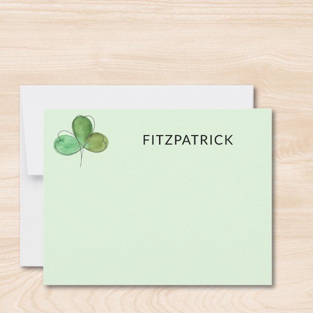 Personalized Green Shamrock Irish Family Name Anteckningskort (Skapare uppladdad)