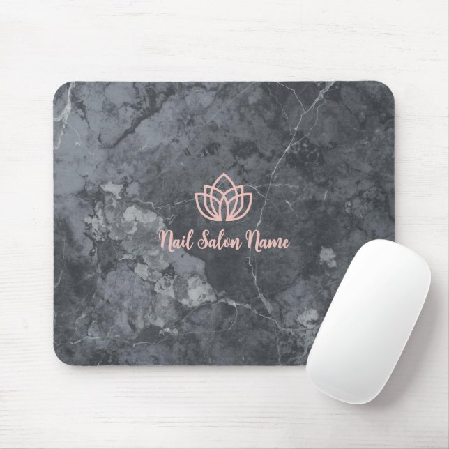 Personalized Grey Marbel Nail Studio Branding Musmatta (Med mus)