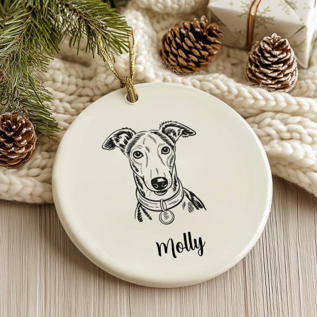 Personalized Greyhound Dog Christmas Julgransprydnad Keramik (Skapare uppladdad)
