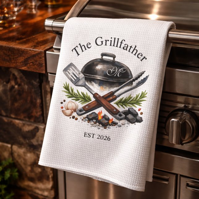 Personalized Grillfather Monogram Kökshandduk (Skapare uppladdad)