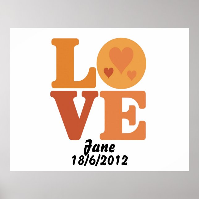 Personalized Groovy Love 70s Valentine Poster (Framsidan)