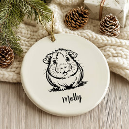 Personalized Guinea Pig Christmas Julgransprydnad Keramik