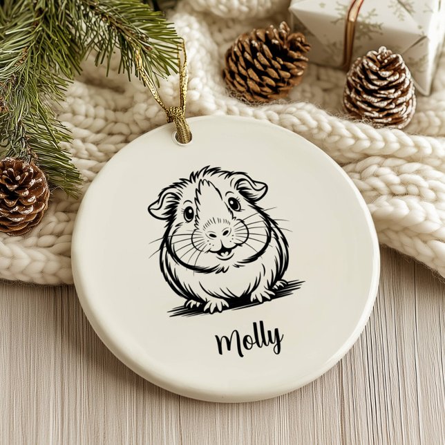 Personalized Guinea Pig Christmas Julgransprydnad Keramik (Skapare uppladdad)