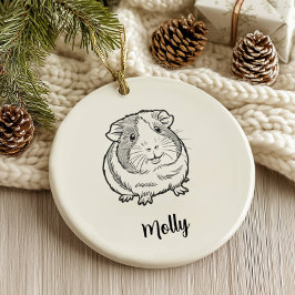 Personalized Guinea Pig Christmas Julgransprydnad Keramik