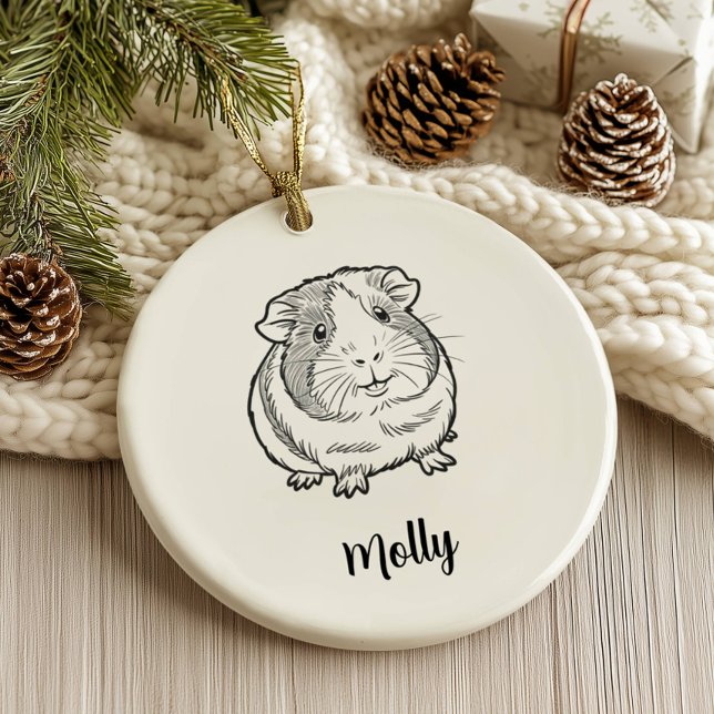 Personalized Guinea Pig Christmas Julgransprydnad Keramik (Skapare uppladdad)