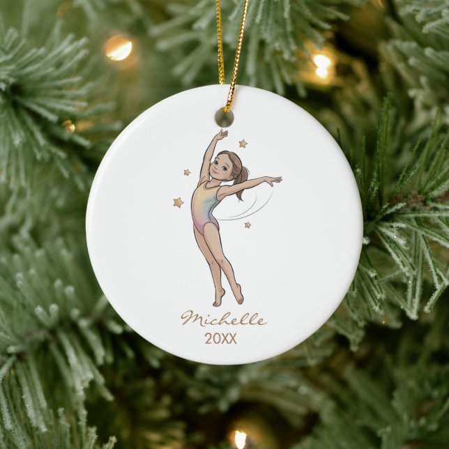 Personalized Gymnast gymnastics Girl Christmas  Julgransprydnad Keramik (Träd)