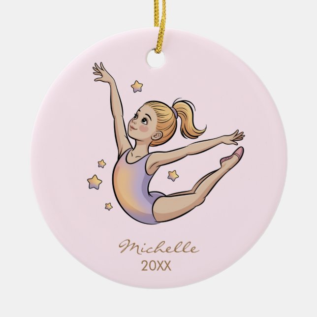 Personalized Gymnast gymnastics Girl Christmas  Julgransprydnad Keramik (Framsidan)