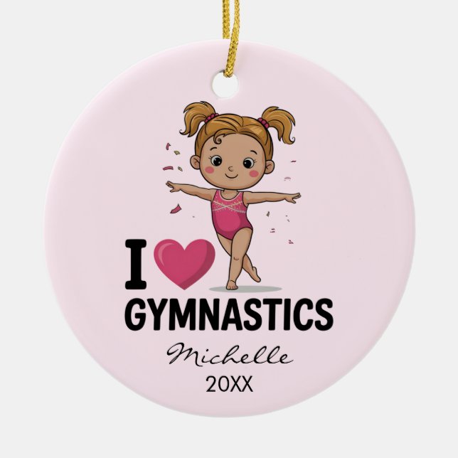 Personalized Gymnast gymnastics Girl Christmas     Julgransprydnad Keramik (Framsidan)