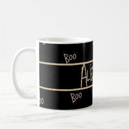 Personalized Halloween boo black and gold Kaffemugg