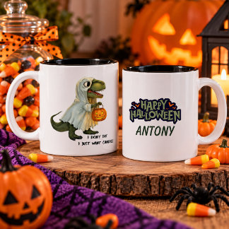 Personalized Halloween Dinosaur Mug Två-Tonad Mugg