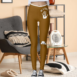 Personalized Hand Cat Pet Brown White Stripes Gift Leggings
