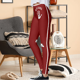 Personalized Hand Cat Pet Deep Red White Stripes  Leggings