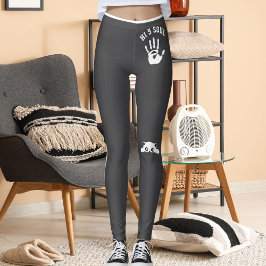 Personalized Hand Cat Pet Grey White Stripes Gift Leggings