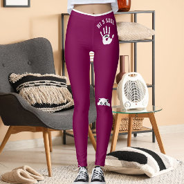 Personalized Hand Cat Pet Wine White Stripes Gift Leggings