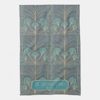 Personalized Hand drawn Art Deco Fountain Tile Kökshandduk