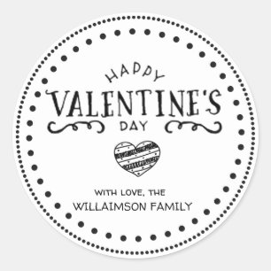 Personalized Hand-Drawn Happy Valentine's Day Runt Klistermärke