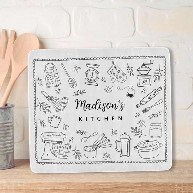 Personalized Hand Drawn Kitchen Cooking Utensils  (In situ)