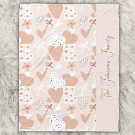 Personalized hand drawn, love, ribbons and hearts  fleecefilt