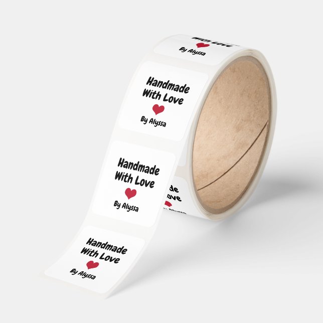 Personalized Handmade With Love  Fyrkantigt Klistermärke (Rulle)