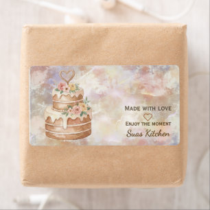 Personalized "Handmade with Love" Pink Beige Cake Fraktsedel